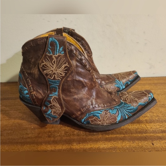 OLD GRINGO embroidered low boots booties size 10 Erin 5” shooties - Picture 2 of 10